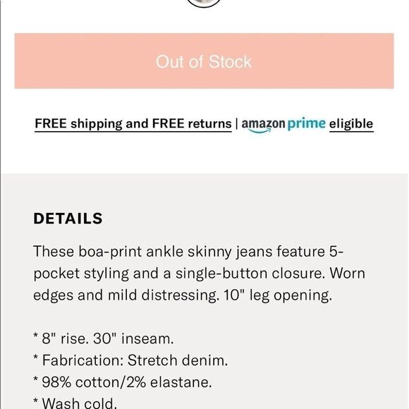 Current/Elliott Boa Print Ankle Skinny Jeans - Picture 5 of 12